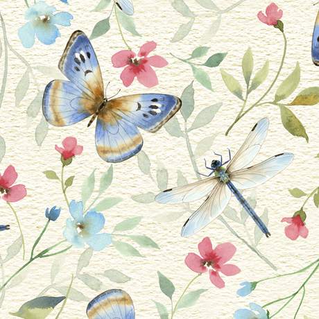 Quilting Treasures │Wildflower Farm │Butterflies & Dragonflies Cream